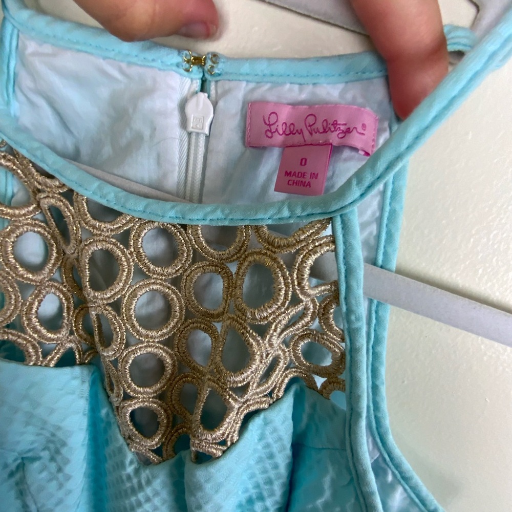 Lilly Pulitzer Larina Top | Blue Summer Top W/ Gold Detail - Picture 3 of 6